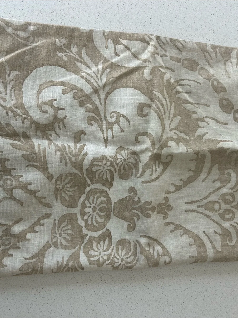 POTTERY BARN Damask Printed Lumbar Pillow cover neutral ivory 26”x16” NWOT